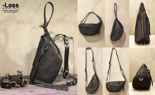 【-Less】鞍型クラッチショルダーバッグ　LMSB-0031（ブラック）