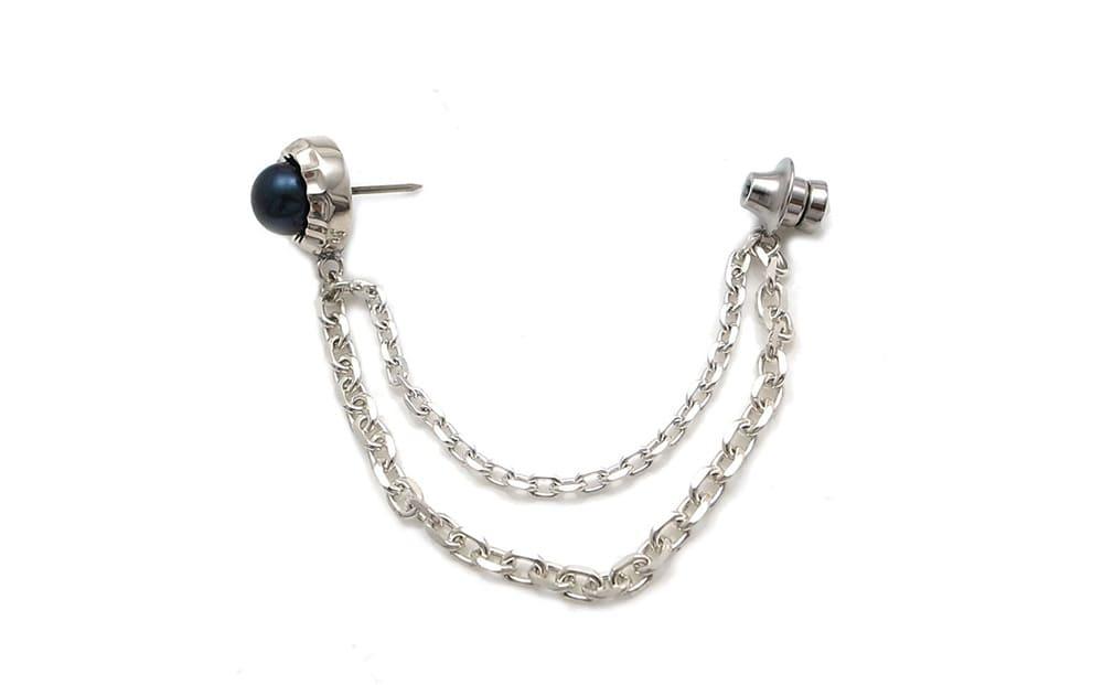 天然ブラックパール 銀製 ラペルピン DK-047　　