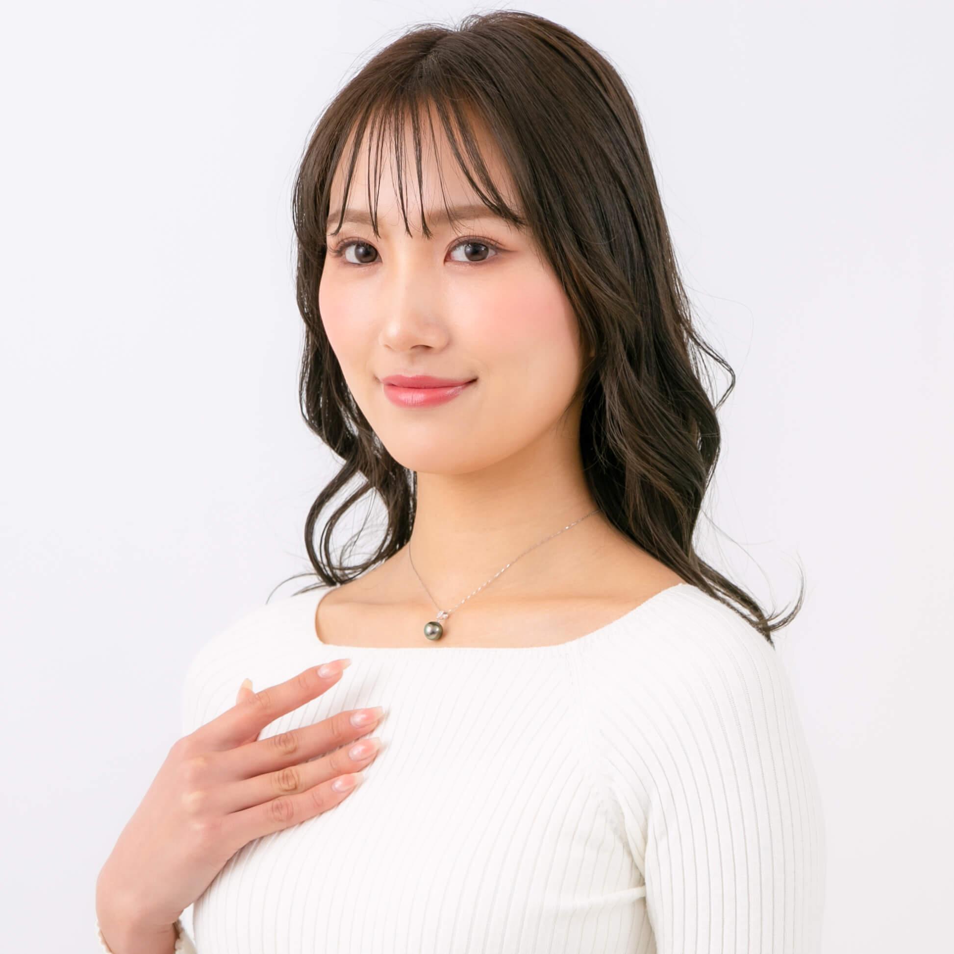 【星涼し】ブラックパール ダイヤモンド プラチナ ペンダントトップ｜無調色 黒蝶真珠 タヒチパール 10mm PT900