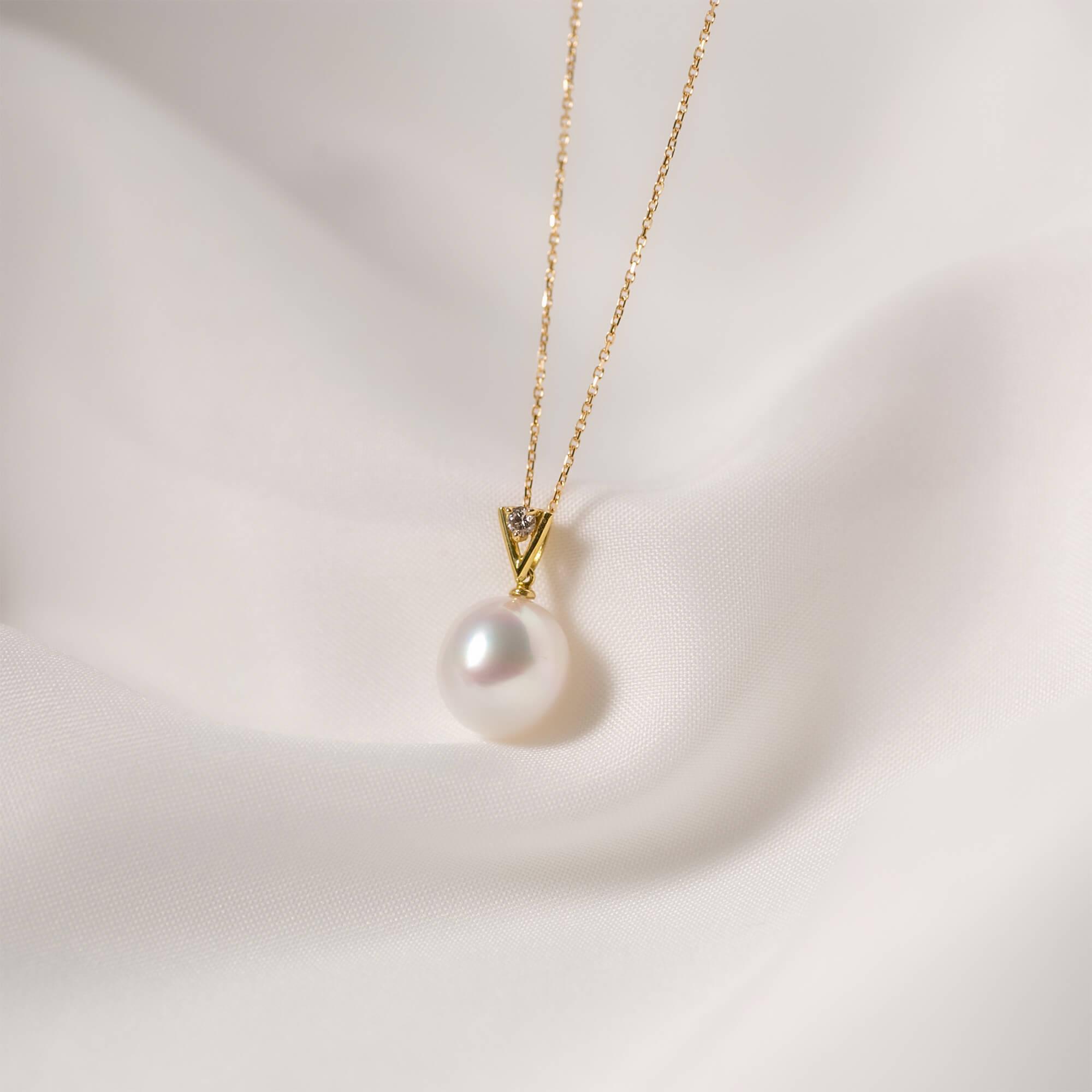 【星影】シロチョウパール（南洋 白蝶真珠） 10mm ショートオーバル ダイヤモンド K18 イエローゴールド ペンダントトップ