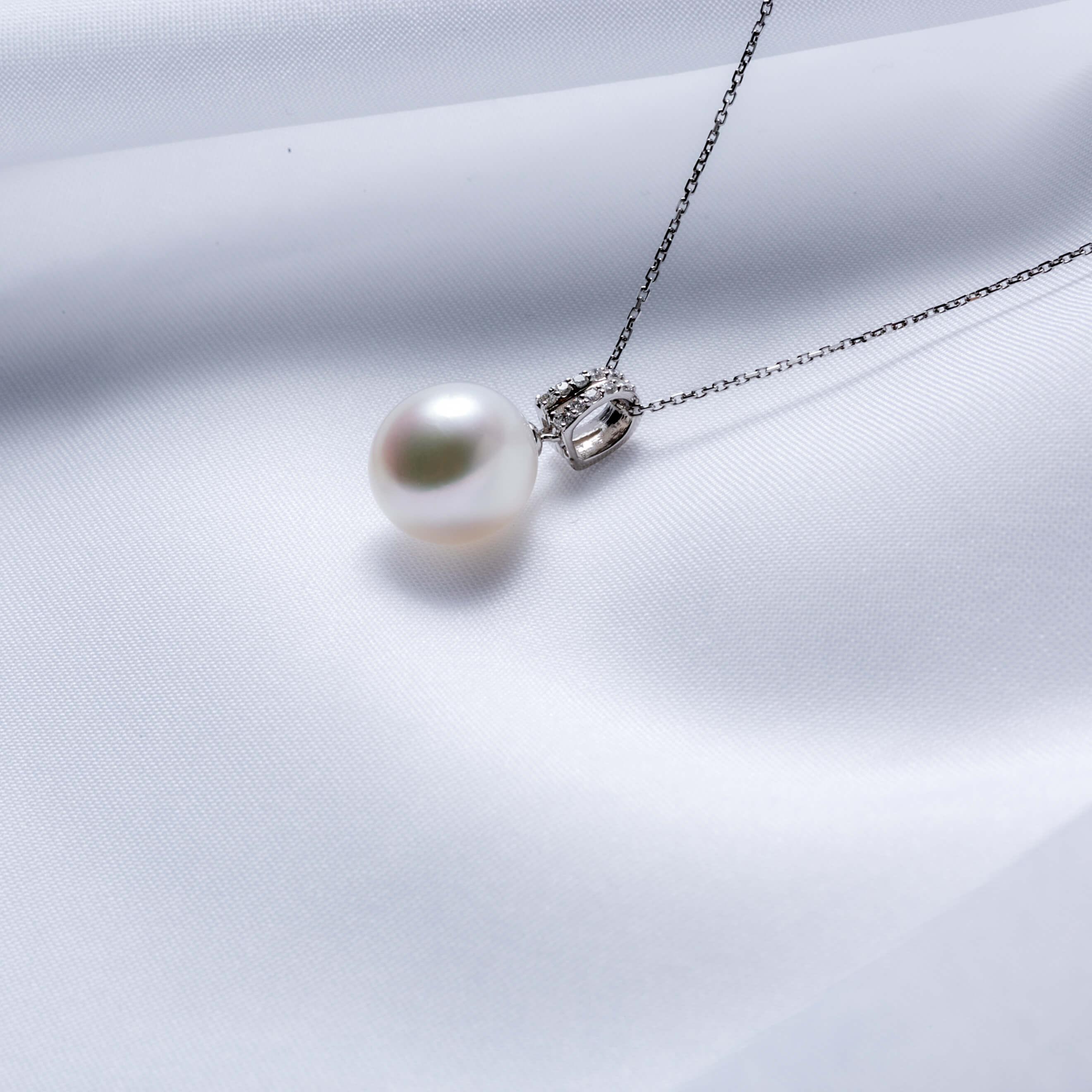 【星月夜】シロチョウパール ダイヤモンド プラチナ ペンダントトップ｜無調色 白蝶真珠 南洋真珠 10mm PT900