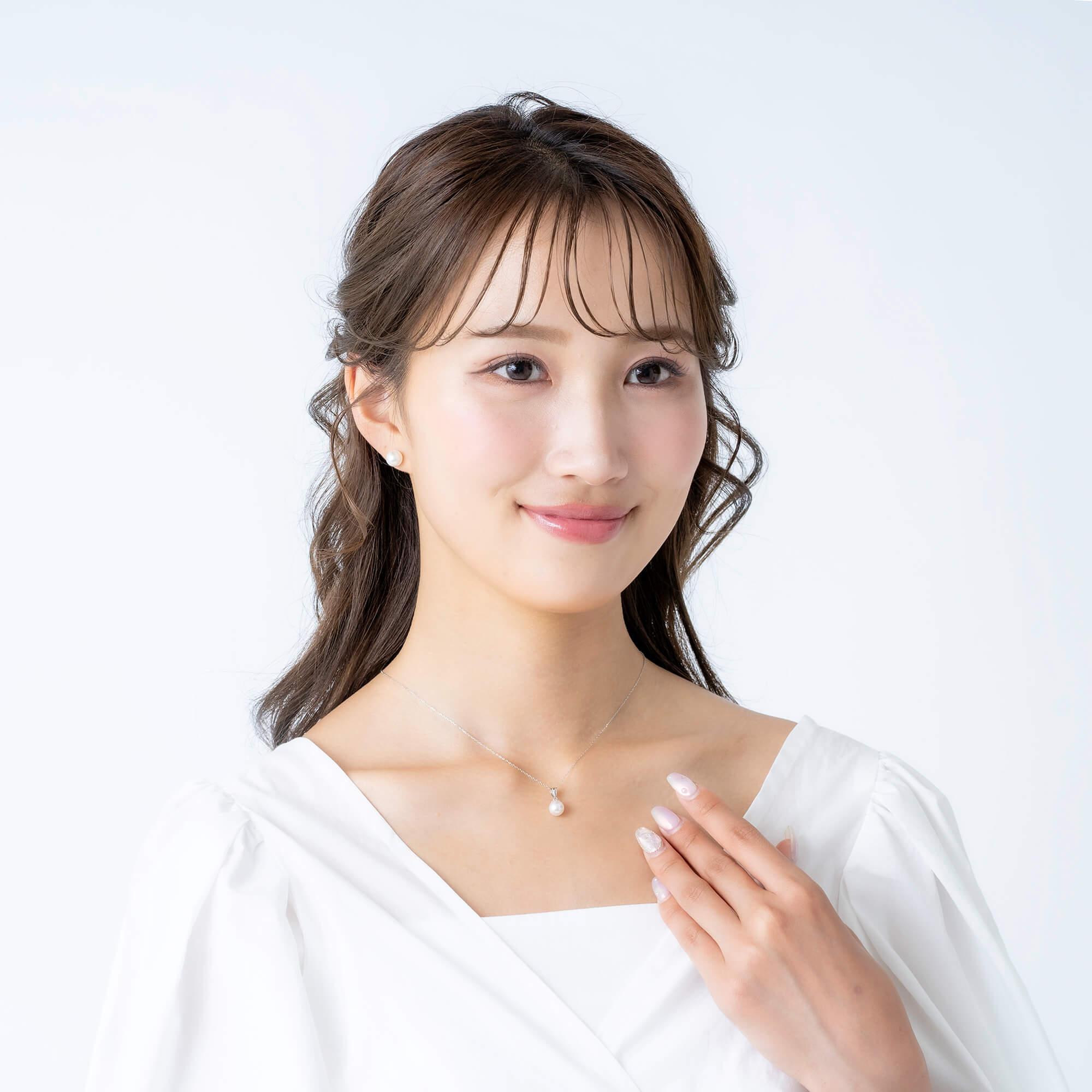 【菊花】 無調色 アコヤ真珠（日本） 7.0mm ラウンド K14 ホワイトゴールド ペンダントトップ