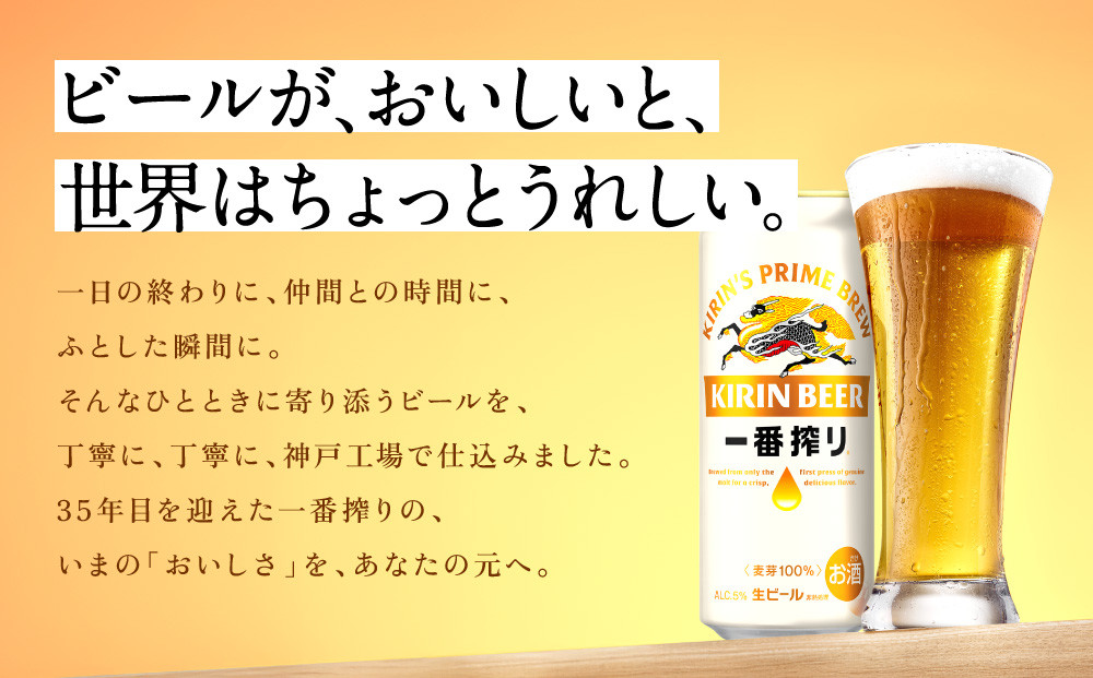 【定期便　6ヶ月間　毎月1ケース】キリン神戸工場産　一番搾り生ビール 500ml×24本 神戸市 お酒 ビール ギフト