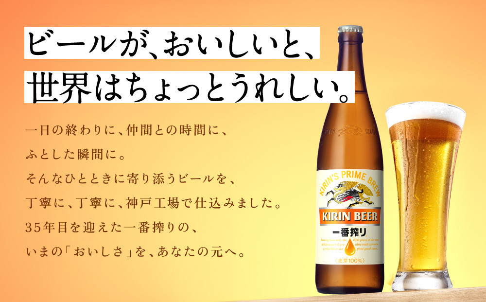 【定期便　6ヶ月間　毎月1セット】キリン神戸工場産　一番搾り生ビール　大瓶12本セット 神戸市 お酒 ビール ギフト