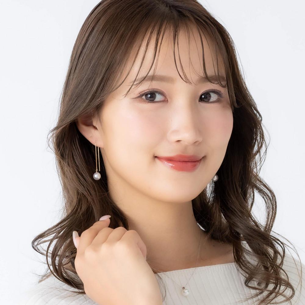 アコヤパール イエローゴールド アメリカンピアス｜無調色 アコヤ真珠 7.5mmUP K10YG