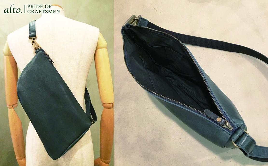 【alto.】アニリンレザー　リバーシブルボディバッグ　AMSB-1223（ネイビー）