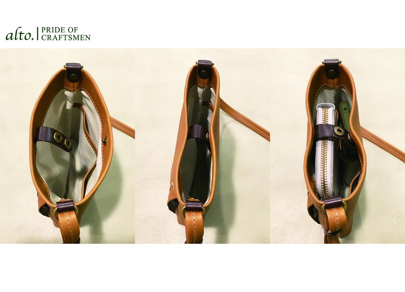 【alto.】Hシボプレス　縦型ミニショルダー　AKEB-3008（キャメル）