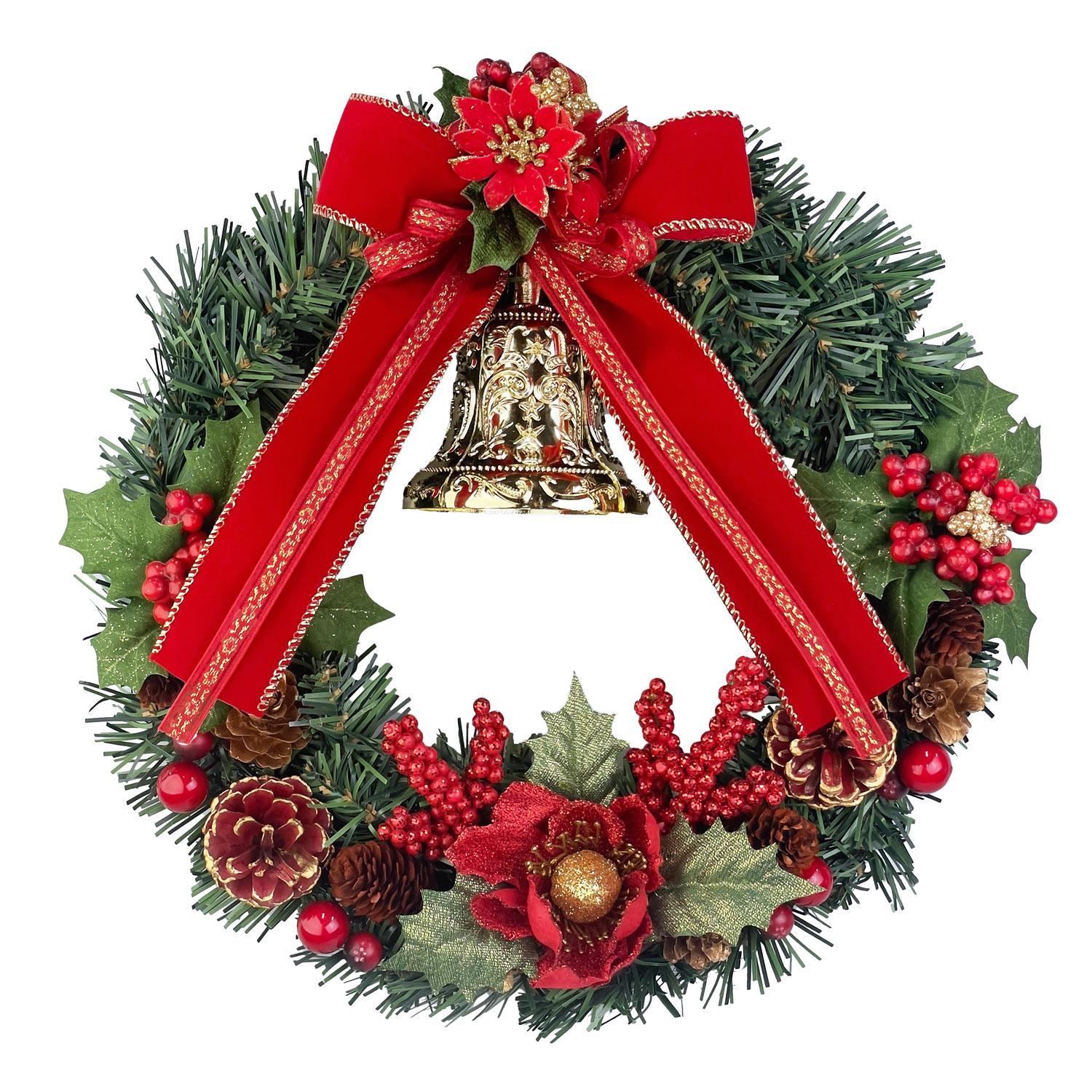 クリスマスリース 25cm レッド