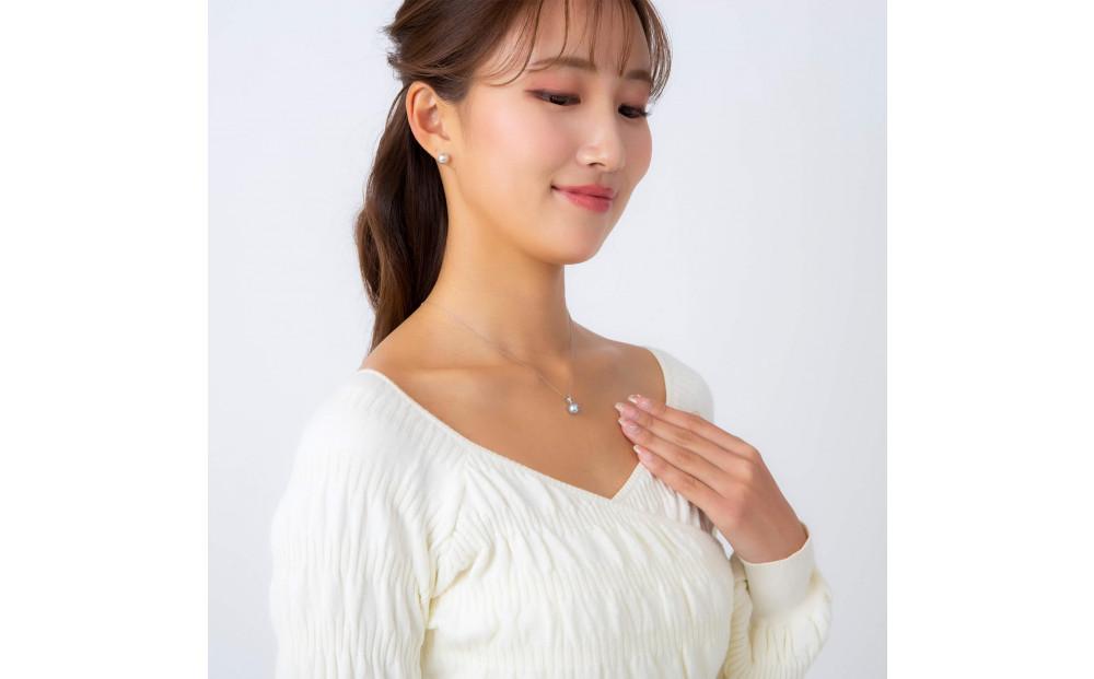 【響】ウルトラスカイブルー アコヤパール プラチナ ペンダントトップ｜無調色 アコヤ真珠 8.0mm セミラウンド PT900