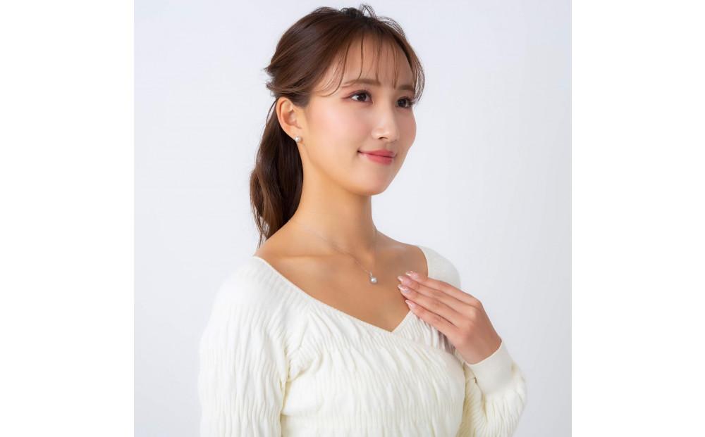 【星朧】無調色 ウルトラスカイブルー アコヤ真珠（日本） 8.0mm セミラウンド ダイヤモンド Pt900 プラチナ ペンダントトップ