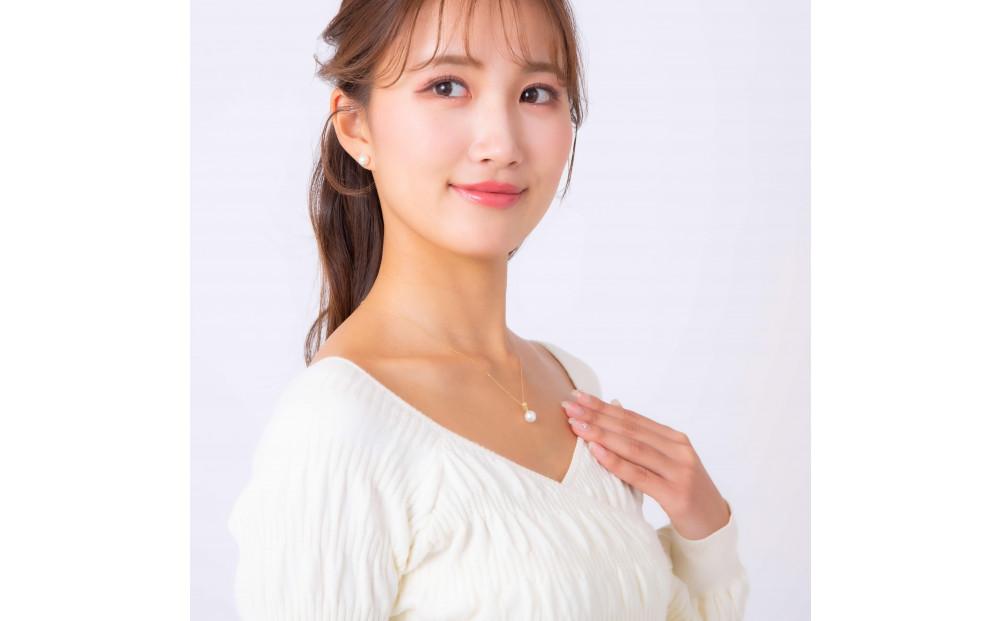 【星影】アコヤパール ダイヤモンド イエローゴールド ペンダントトップ｜無調色 アコヤ真珠 8.0mm ラウンド K18YG