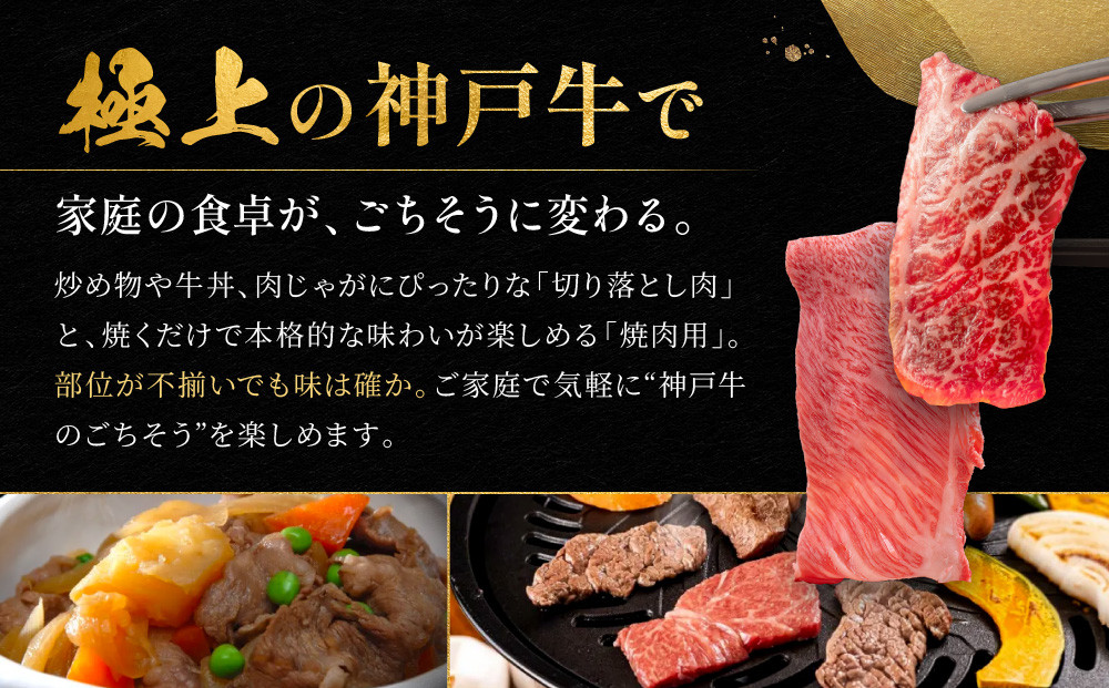 訳あり 神戸牛 切り落とし肉・焼肉用（不揃い）400gずつ 計800g KBSY2