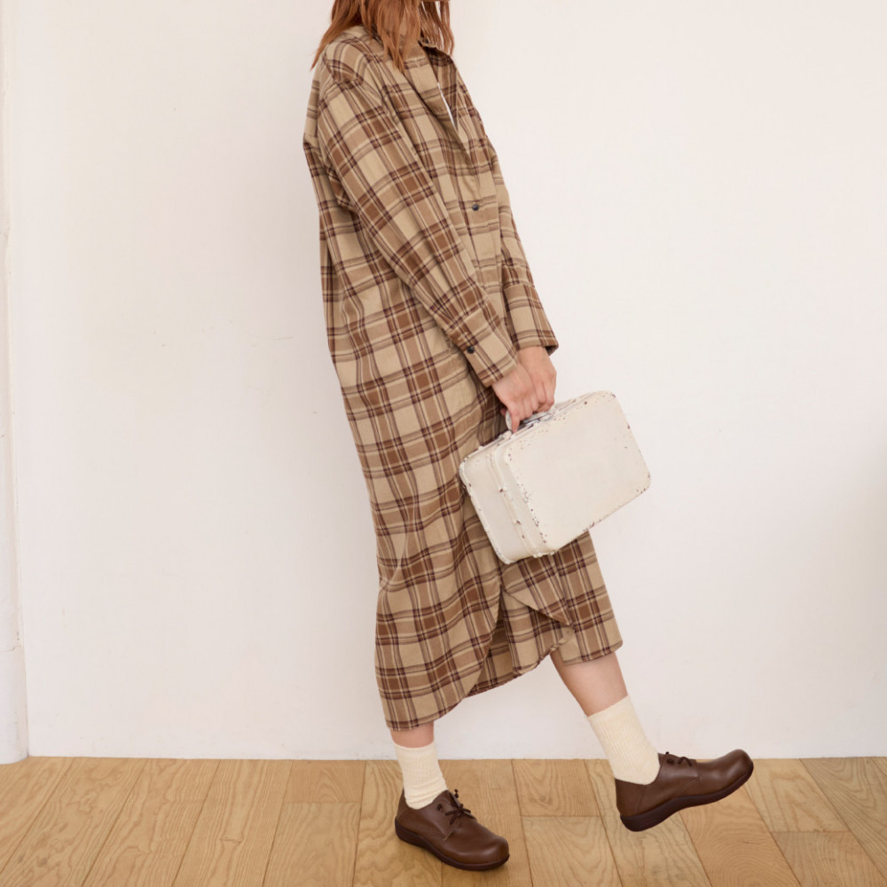 ゴム紐レースアップコンフォートシューズ｜ブラウン  LL(24.5cm) レディース スリッポン 幅広 甲高 外反母趾 ゆったり幅 大人気 靴