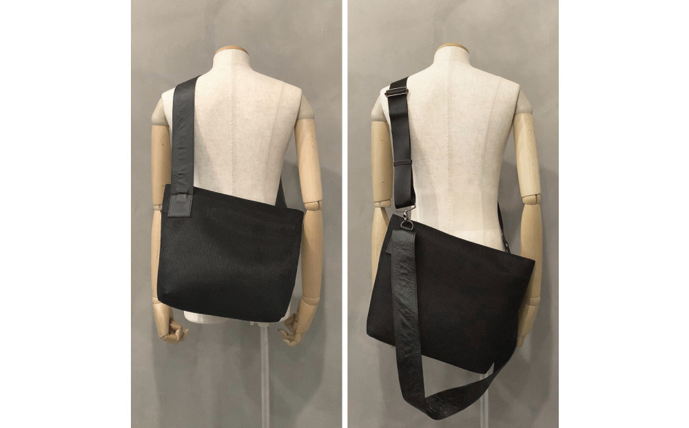 【-Less】DIA MESH／アシンメトリーショルダーバッグ　Ｍ （ブラック） LMSB-7002