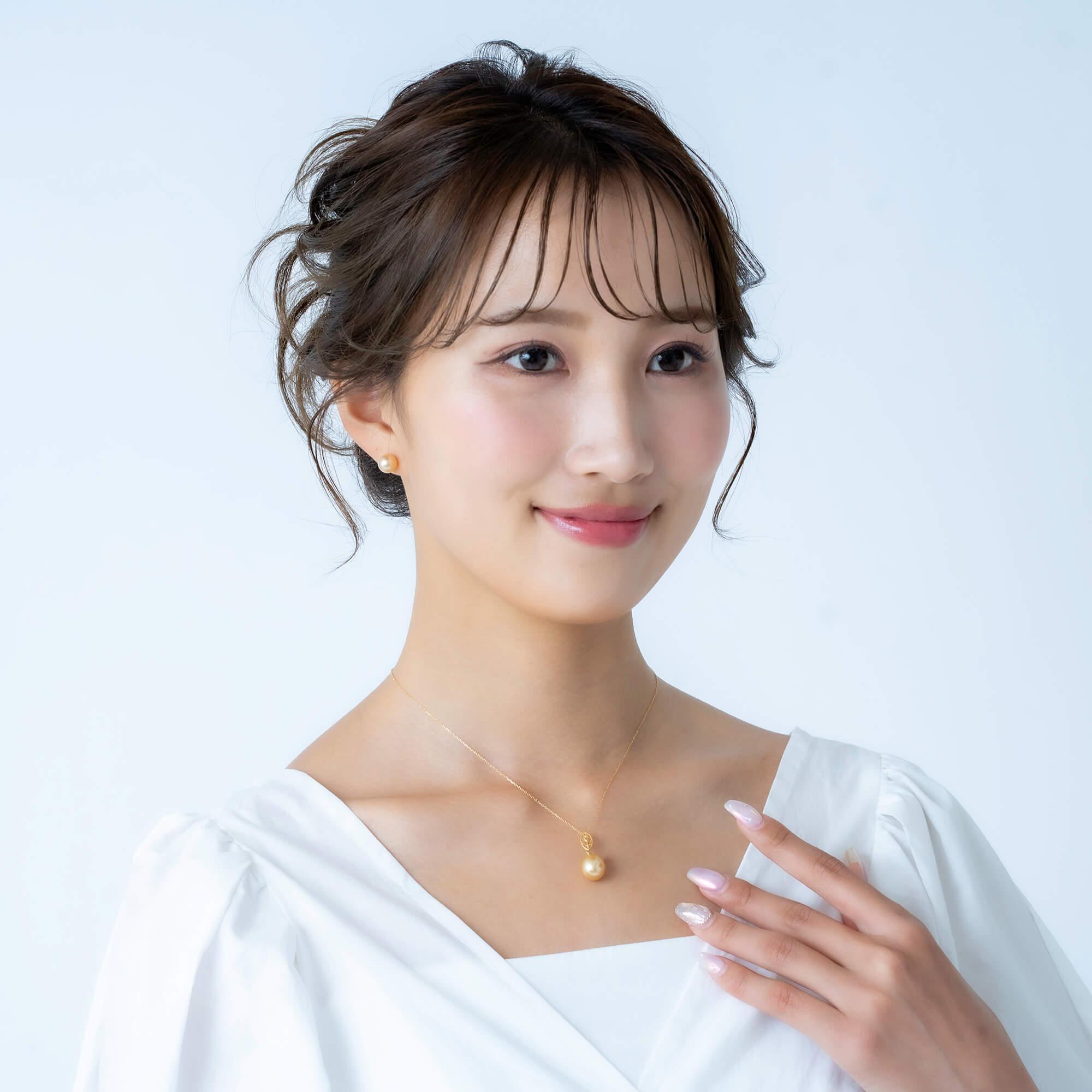 【澪標】ゴールデンパール（南洋 白蝶真珠） 10mm セミラウンド ダイヤモンド K18 イエローゴールド ペンダントトップ