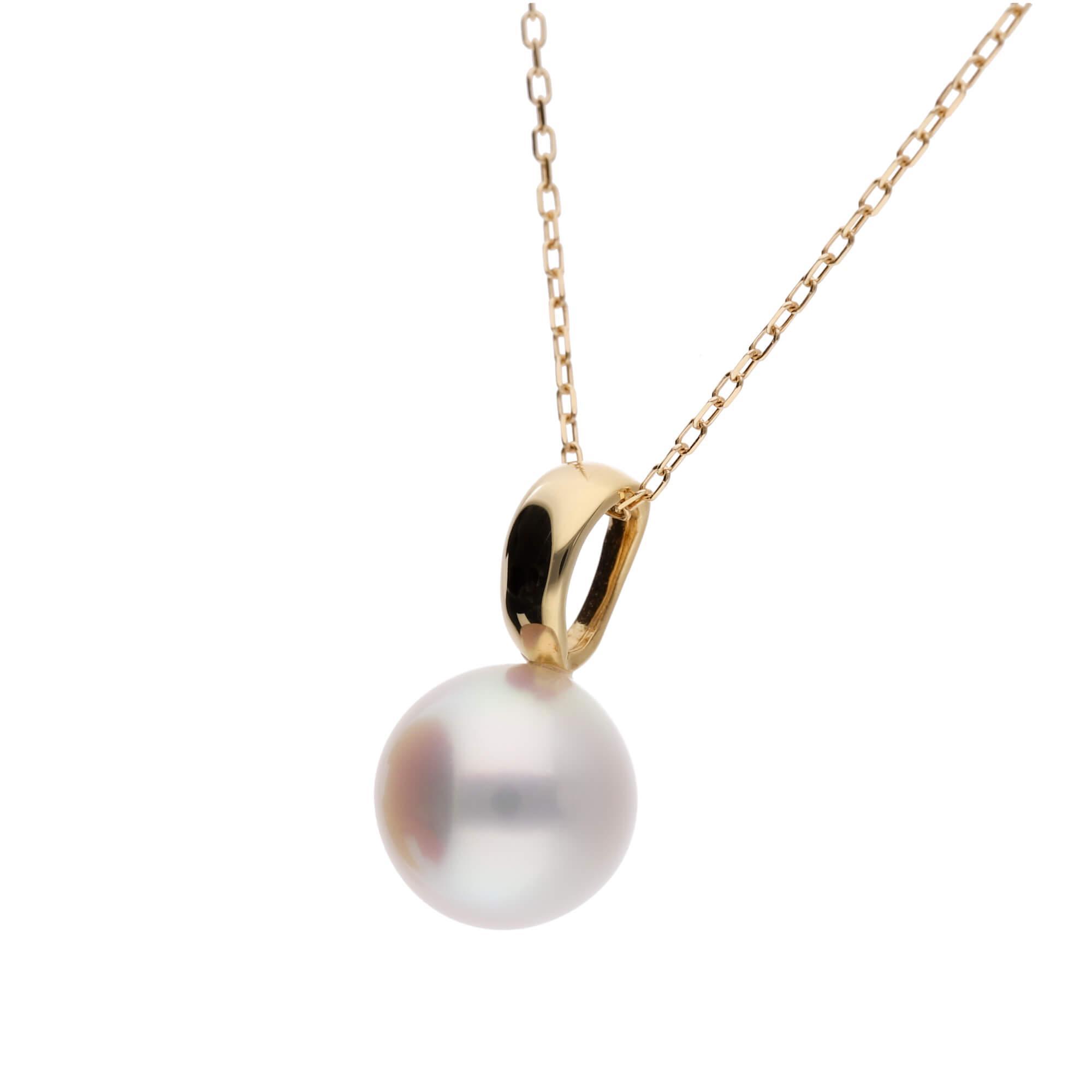 【響】アコヤパール イエローゴールド ペンダントトップ｜無調色 アコヤ真珠 8.0mm K18YG