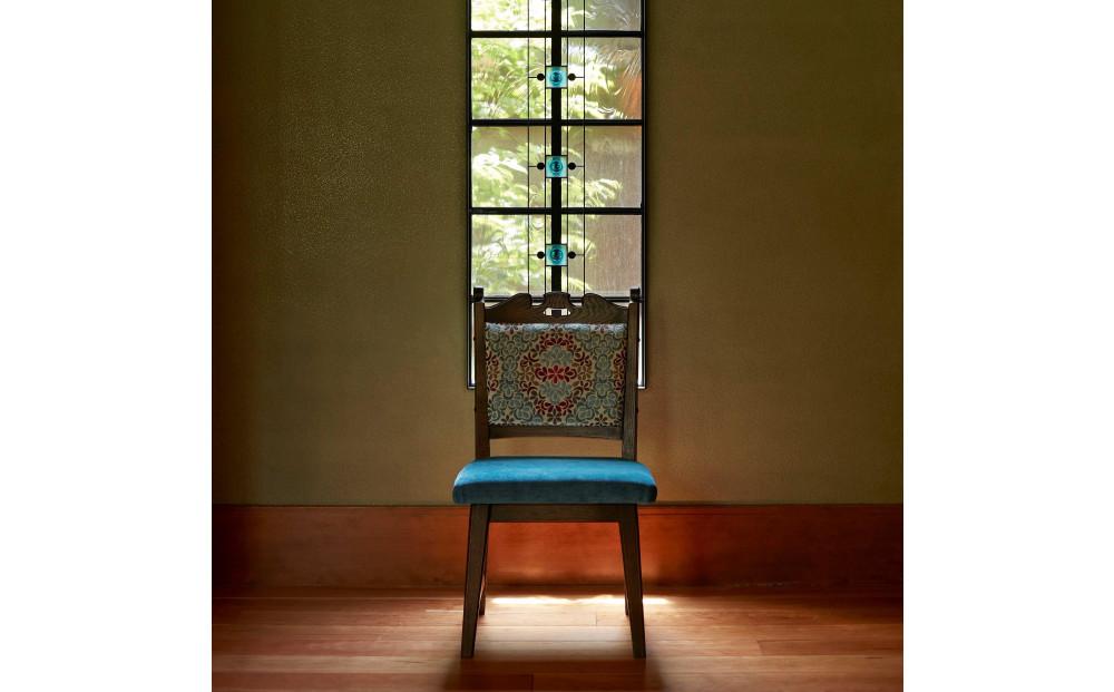 【神戸を代表する】創業150年日本一古い洋家具屋の小椅子ポロチェア【永田良介商店】【Turquoise flower／Low type】