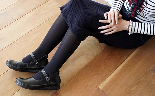 【グッドデザイン賞受賞】手を使わずに脱ぎ履きできる！ 職人手作り ストラップシューズ KAYAK カヤック 靴 レディース【ネイビー／25.5cm】