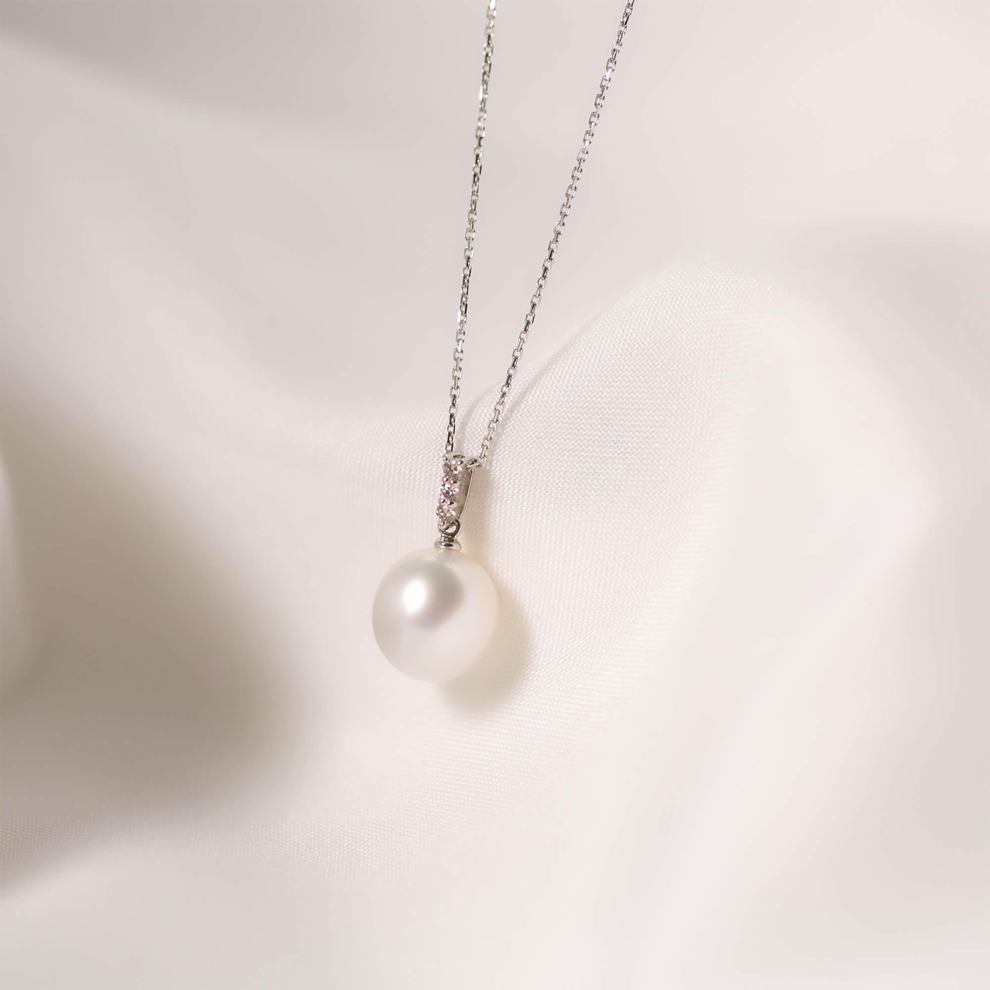 【星朧】シロチョウパール ダイヤモンド プラチナ ペンダントトップ｜無調色 白蝶真珠 南洋真珠 10mm PT900