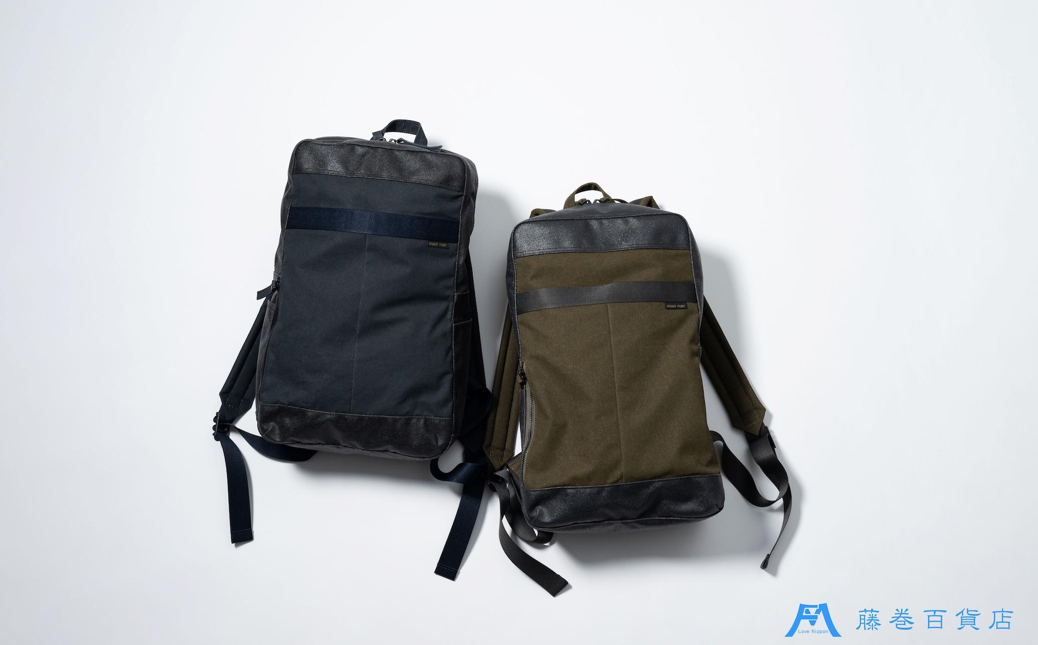 【BAGGY PORT】藤巻百貨店別注10ozシェルターダック×幌帆布のリュック【カラー：ネイビー】