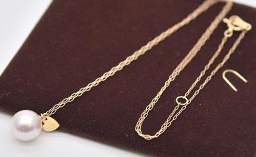 K18オリジナルチャーム付き/あこや8mmペンダント　　