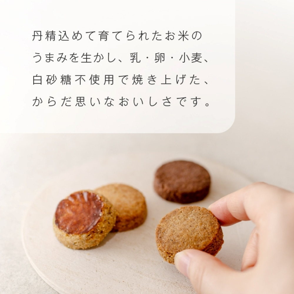 グルテンフリー 山田錦 ガレット【 箱入り4種アソート（アールグレイ/チャイ/黒糖/カカオ）】田田田堂 米粉 お菓子 クッキー スイーツ 小麦 乳 卵 白砂糖 不使用 アレルギー 対応 無農薬 米 ビーガン ヴィーガン