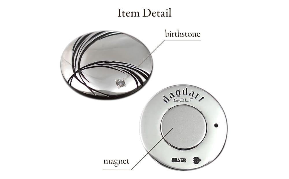 銀製　ゴルフマーカー×グリーンフォークセット マグネット付き MS-050-055