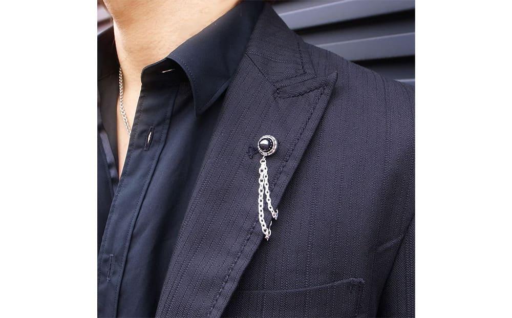 天然ブラックパール 銀製 ラペルピン DK-047　　