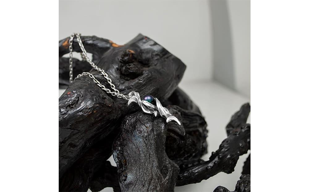 天然ブラックパール 銀製 ペンダント DT-446　　