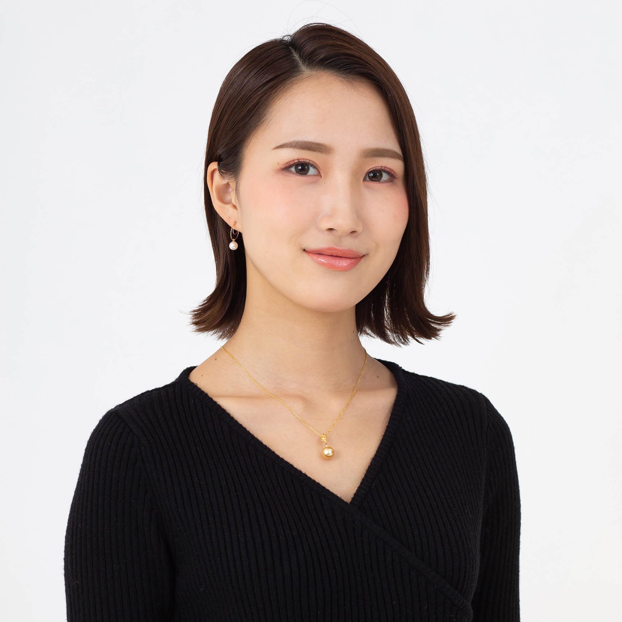 【常盤木】ゴールデンパール（南洋 白蝶真珠） 10mm セミラウンド ダイヤモンド ペンダントトップ K18 イエローゴールド