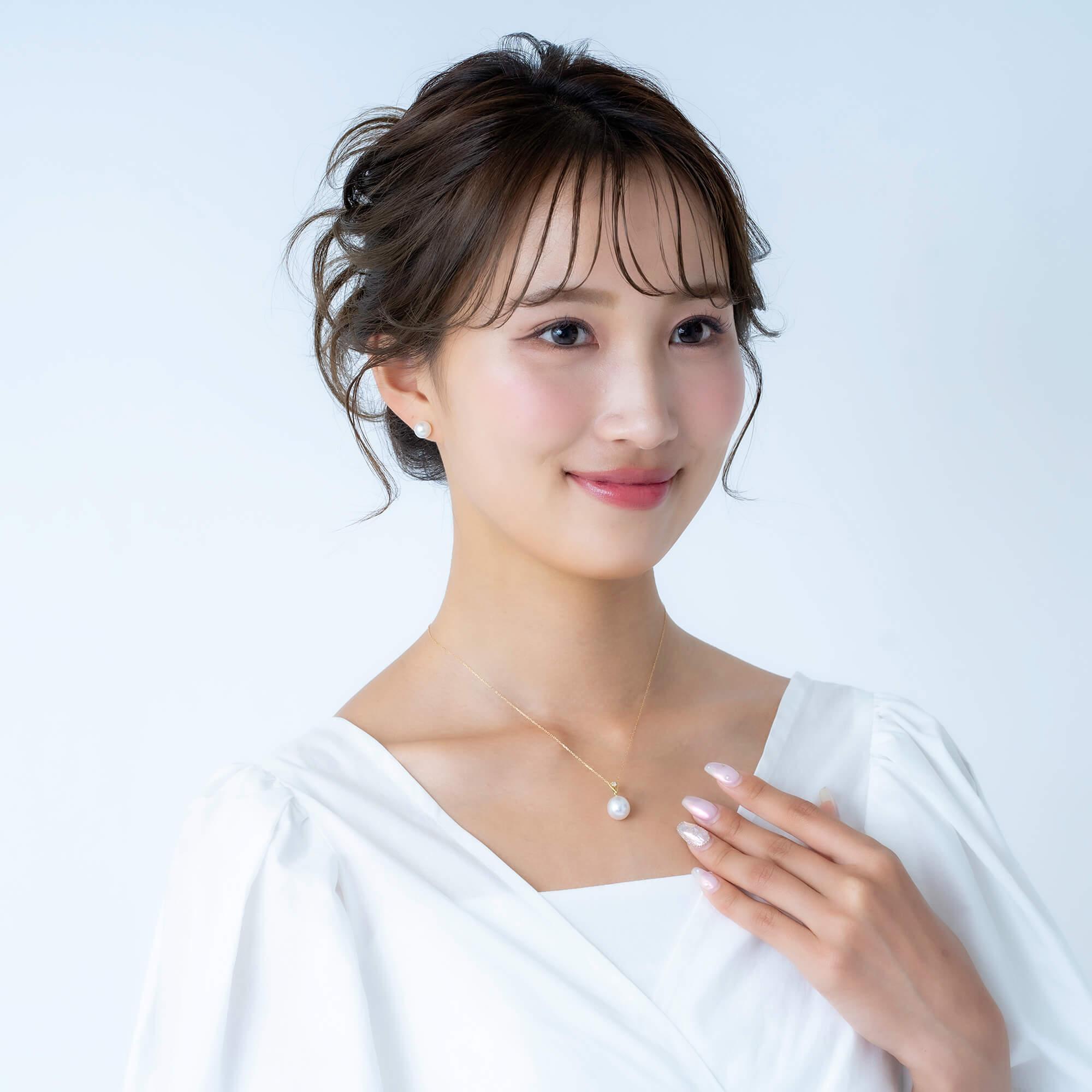 【星影】シロチョウパール（南洋 白蝶真珠） 10mm ショートオーバル ダイヤモンド K18 イエローゴールド ペンダントトップ