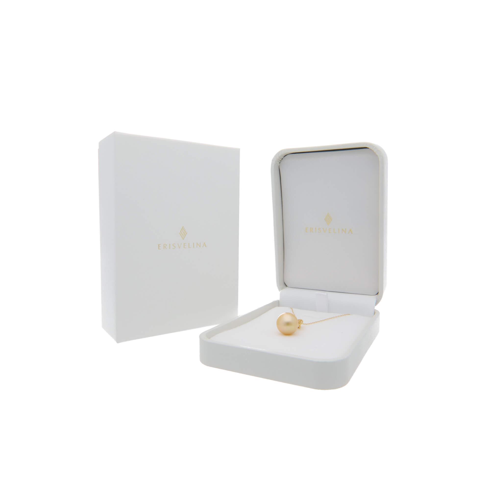 【星彩】ゴールデンパール ダイヤモンド ホワイトゴールド ペンダントトップ｜無調色 白蝶真珠 南洋真珠 10mm K18WG