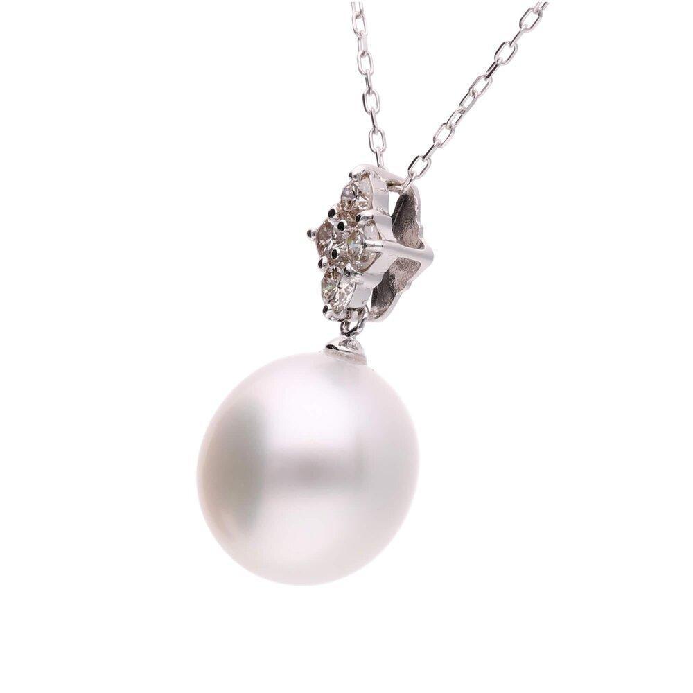 【星彩】シロチョウパール ダイヤモンド ホワイトゴールド ペンダントトップ｜無調色 白蝶真珠 南洋真珠 10mm K18WG