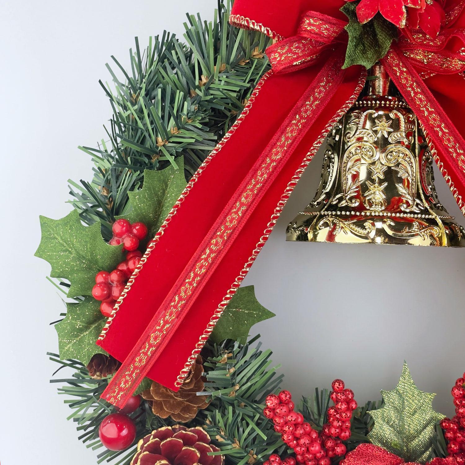 クリスマスリース 25cm レッド