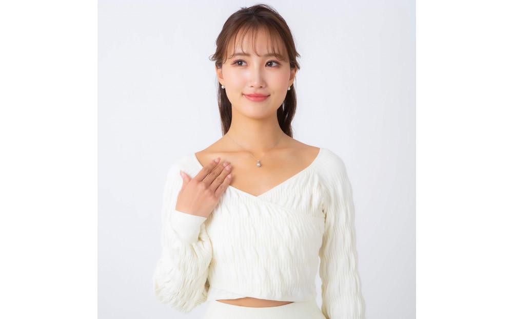 【星影】無調色 ウルトラスカイブルー アコヤ真珠（日本） 8.0mm セミラウンド ダイヤモンド Pt900 プラチナ ペンダントトップ