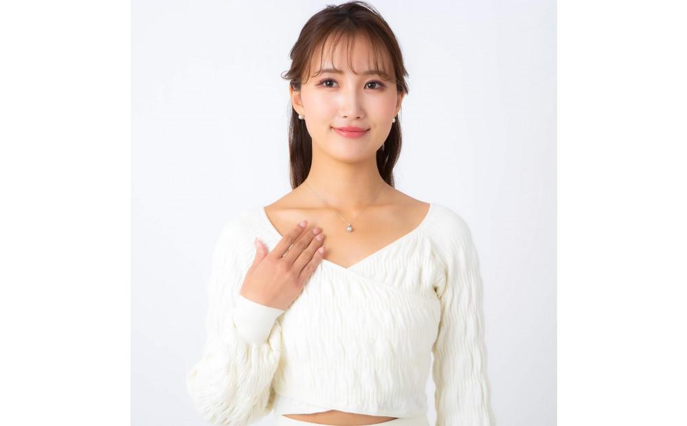 【星菱】ウルトラスカイブルー アコヤパール ダイヤモンド プラチナ ペンダントトップ｜無調色 アコヤ真珠 8.0mm セミラウンド PT900