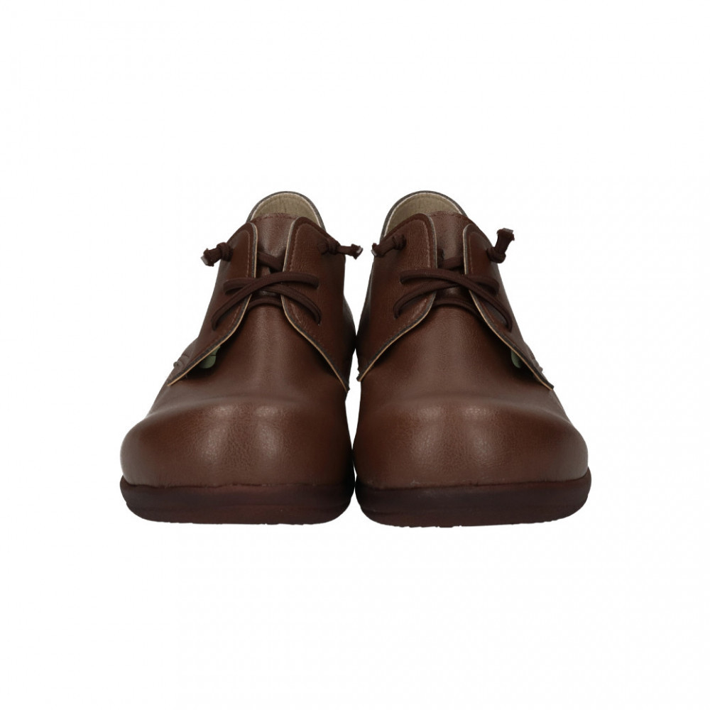 ゴム紐レースアップコンフォートシューズ｜ブラウン  3L(25.0cm) レディース スリッポン 幅広 甲高 外反母趾 ゆったり幅 大人気 靴