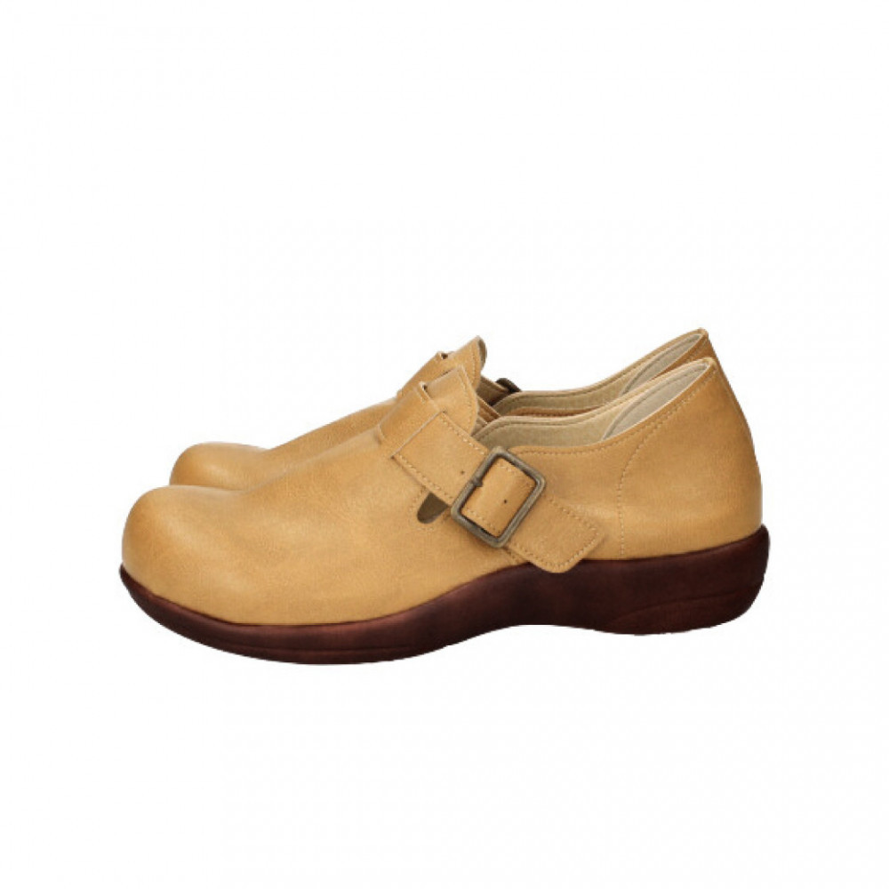 ベルトコンフォートシューズ｜マスタード L(24.0cm) レディース スリッポン 幅広 甲高 外反母趾 ゆったり幅 大人気 靴