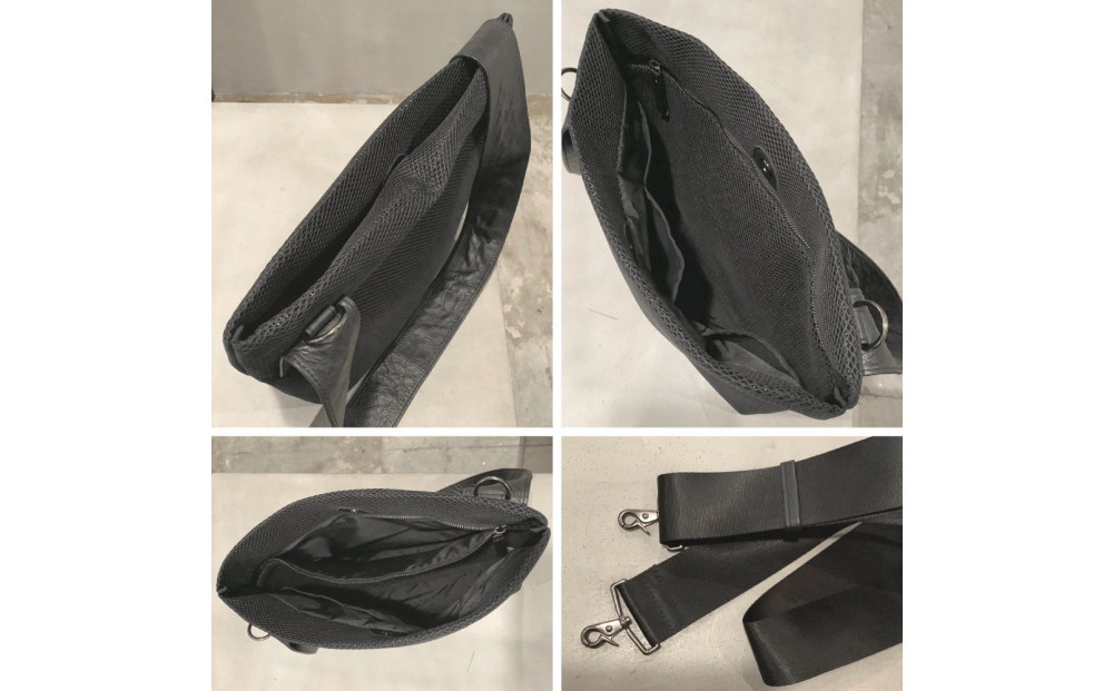 【-Less】DIA MESH／アシンメトリーショルダーバッグ　Ｍ （ブラック） LMSB-7002