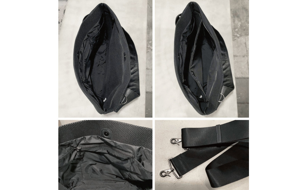 【-Less】DIA MESH／アシンメトリーショルダーバッグ　L （ブラック）　LMSB-7003