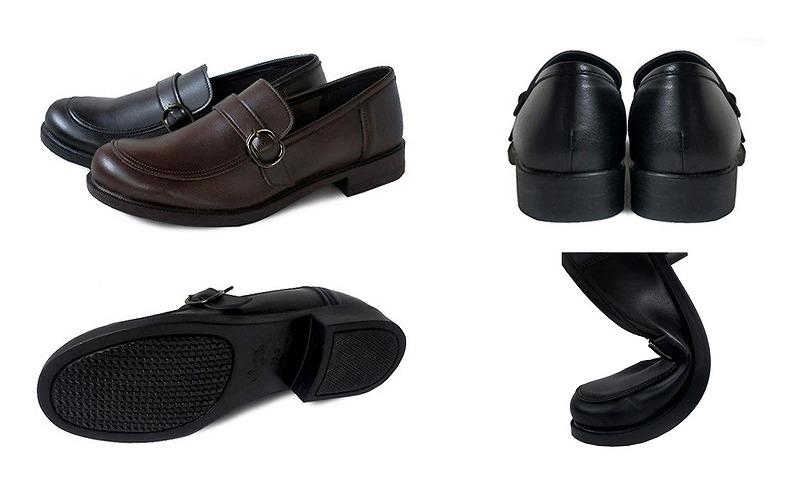 【職人手作り】靴ずれから解放 やわらかベルトローファー 学生靴 通学 通勤 冠婚葬祭  A0663（ダークブラウン）