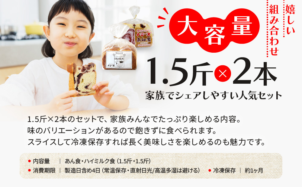 【トミーズ】あん食・ハイミルク食セット（1.5斤×２）