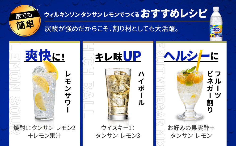 アサヒ飲料 ウィルキンソン タンサン レモン（500mlペットボトル×24本×2箱）【2026年2月以降のお届け予定】 炭酸水 ウィルキンソン 48本 ケース PET ドリンク 飲料 飲み物 人気 おすすめ 送料無料 備蓄 保存