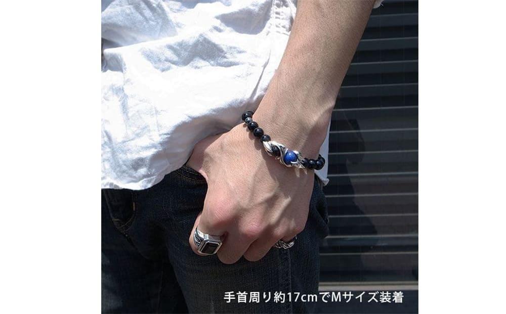 パワーストーン×シルバーブレス Sサイズ オニキス ラピスラズリ　天然石 DJ-032　　