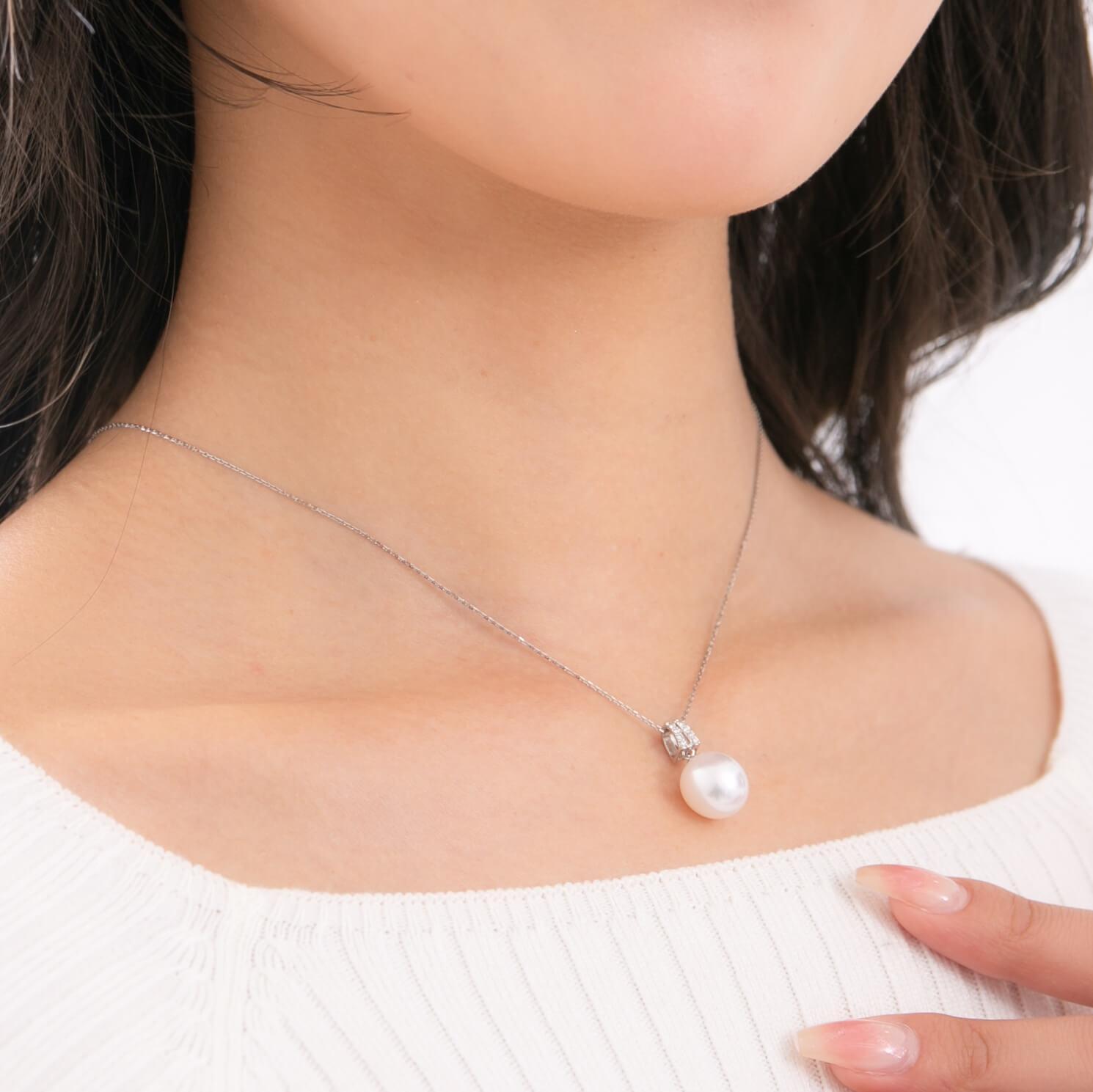 【星月夜】シロチョウパール ダイヤモンド プラチナ ペンダントトップ｜無調色 白蝶真珠 南洋真珠 10mm PT900