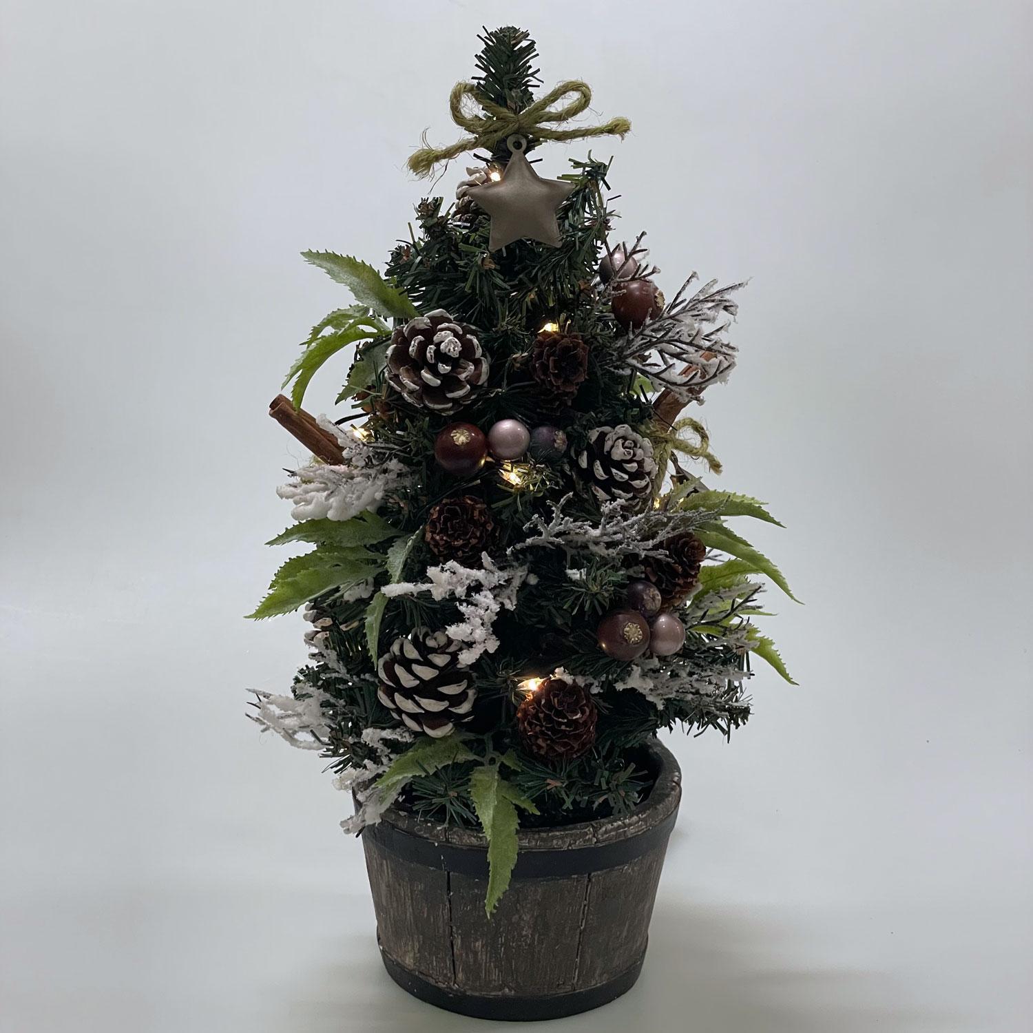 LEDミニクリスマスツリー 33cm ブラウン