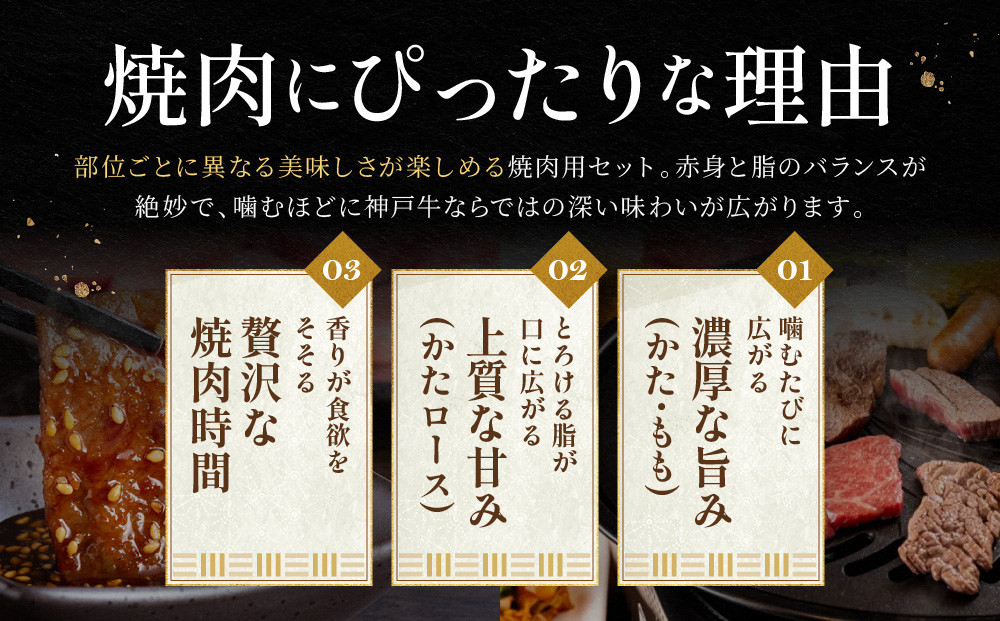 神戸牛 焼肉用セット かたロース500g かた・もも500g 計1kg KBYS5