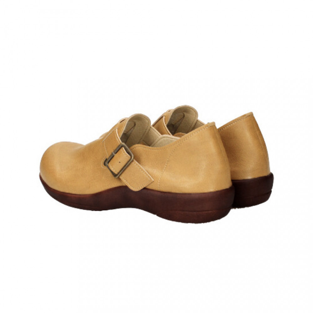 ベルトコンフォートシューズ｜マスタード M(23.5cm) レディース スリッポン 幅広 甲高 外反母趾 ゆったり幅 大人気 靴