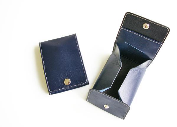 【ネイビー】FOOTANブランド　本革小銭入れ・カードケース・コインケース