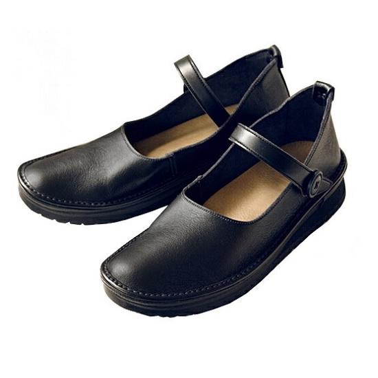 【グッドデザイン賞受賞】手を使わずに脱ぎ履きできる！ 職人手作り ストラップシューズ KAYAK カヤック 靴 レディース【ブラック／23.5cm】